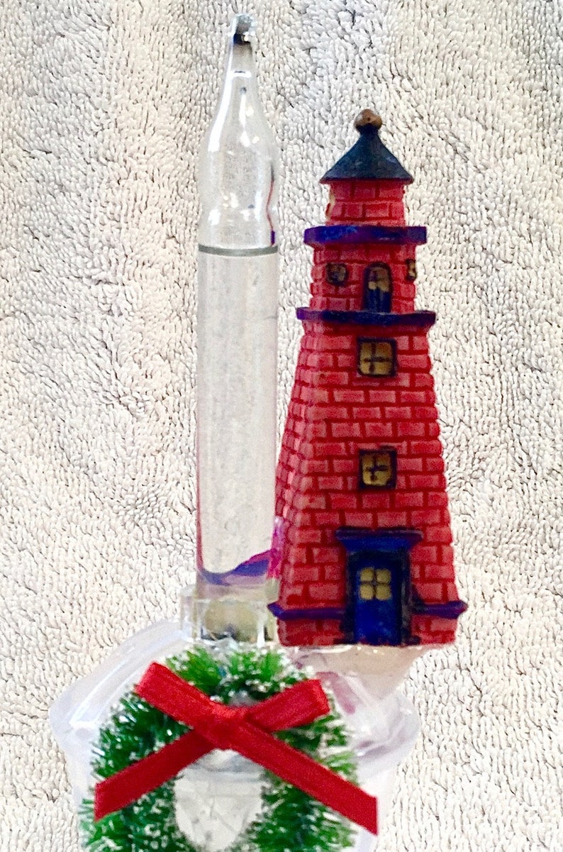 Bubble Light With Lighthouse and Christmas Wreath Coastal Etsy