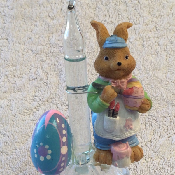 Easter Bunny Bubble Light Artist Painting Eggs & Colorful Wooden Egg  - Bunny Bubble Lamp - Spring Easter Gift - Crafted Night Light