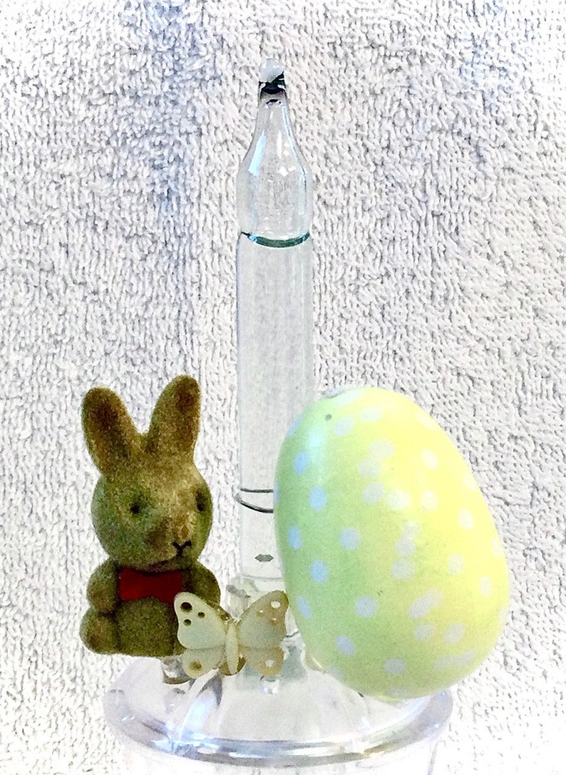Brown Fuzzy Easter Bunny Bubble Light with Pale Yellow Painted Egg /& Butterfly Bunny Bubble Lamp Spring Easter Gift Crafted Night Light