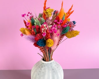 Colourful Rainbow Dried Flower Bouquet for Home Decor, Bright Colourful Dried Flower Arrangement, Unique Gifts for Her