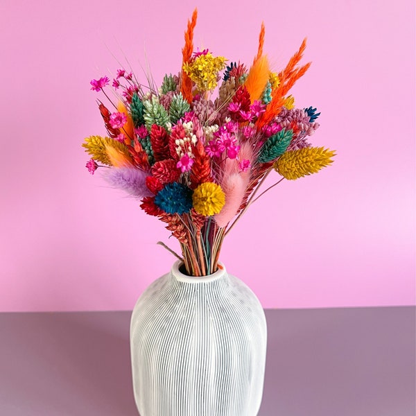 Colourful Rainbow Dried Flower Bouquet for Home Decor, Bright Colourful Dried Flower Arrangement, Unique Gifts for Her