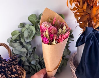 Pink Dried Flower Bouquet: Handcrafted Rustic Home Decor