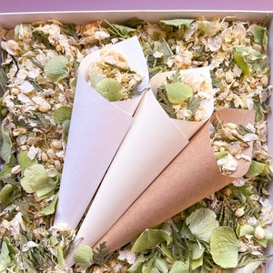 Mix de pétalas de flores secas reais - Confete de pétalas de flores secas verde e marfim - Mix de pétalas de flores secas verde vintage