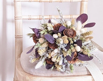 Wintry Whites Winter themed Natural Dried Flower Wedding Bouquet and Accessories with Cones- Bridal Bouquet, Buttonholes ect