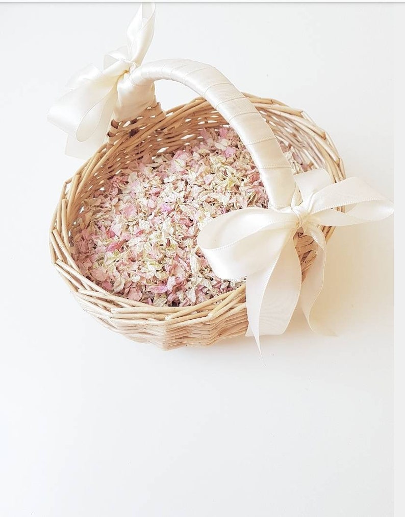 Flower girl basket with natural petal flower girl Etsy