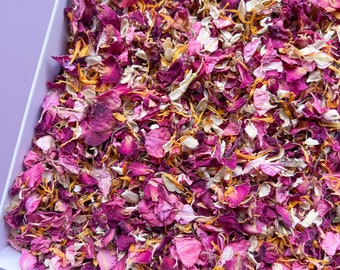 Mélange de pétales de rose vif Mélange de pétales - confettis de vraies fleurs - Biodégradable