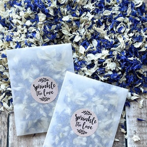 Biodegradable DIY Wedding Flower Confetti pack - Natural dried Petal Confetti- Dark blue, ivory, dusty blue
