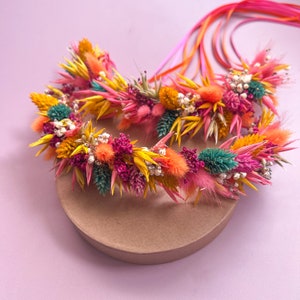 Pink Sunrise Wedding Dried Flower Crown for Brides & Bridesmaids and Flower Girl,  Whimsical Wedding Hair Accessories, Hair Crown