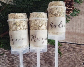 Biodegradable Flower girl, Bridesmaid , Pageboy Push pop confetti Wand with biodegradable flower petal