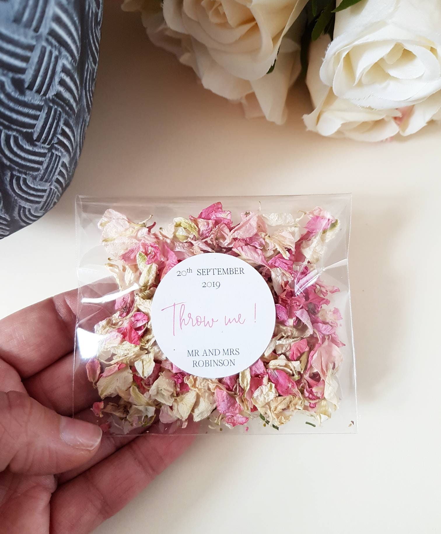 Personalised Wedding Confetti Throwing bag Natural Petal Etsy