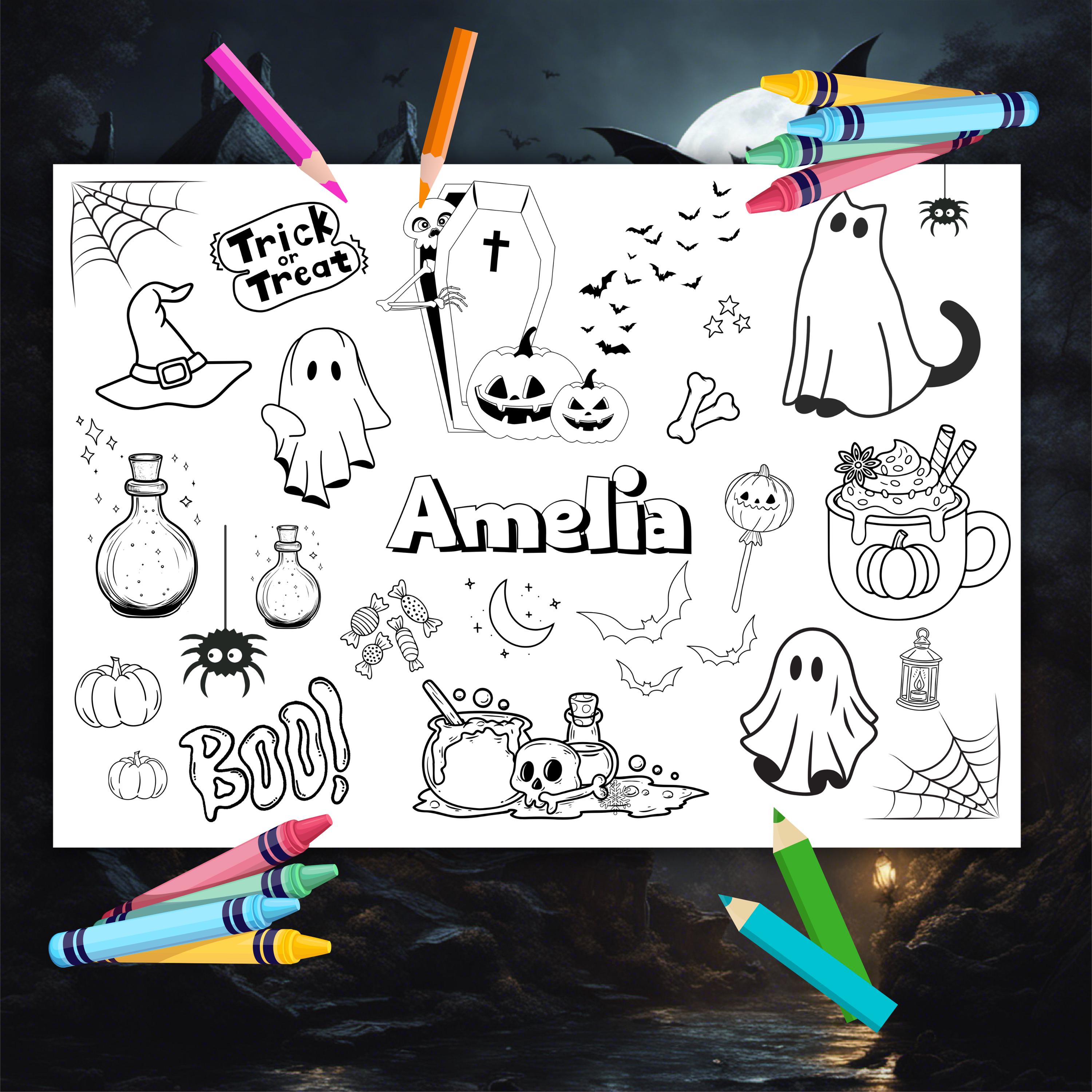 Personalized Halloween Coloring Sheet: Fun Kids Activity - Etsy