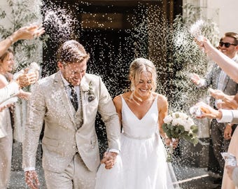 Confeti de nieve biodegradable: un regalo ecológico para bodas de invierno