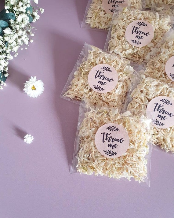 Ivory/White Natural Biodegradable Wedding Confetti Dried Petals Bags Packets Mix 
