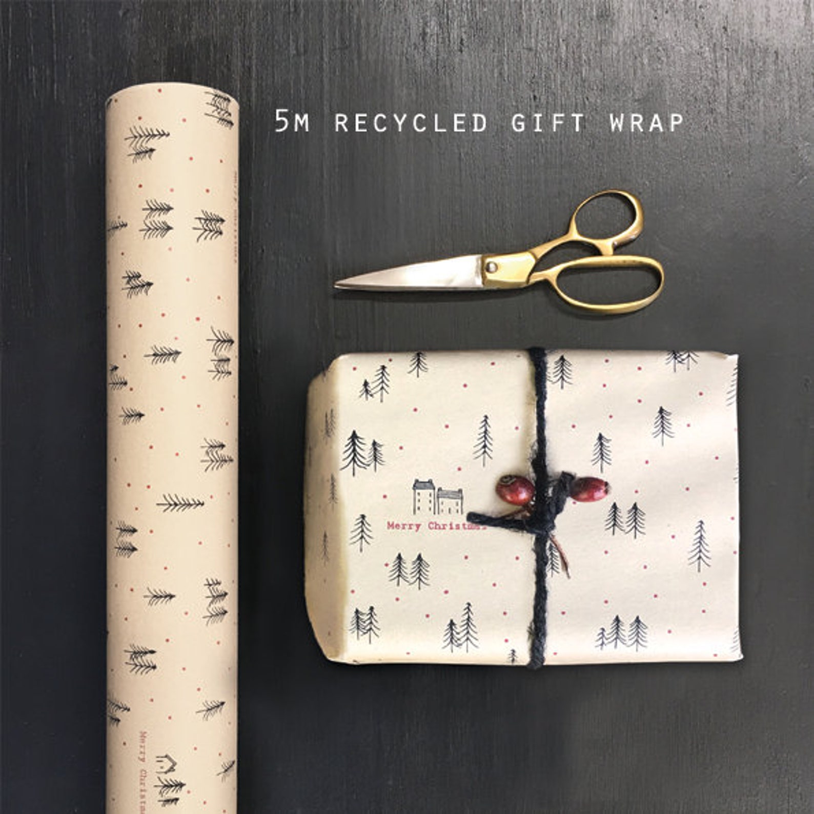 Recycled Kraft Paper Wrap Rollmerry Christmas Wrapping Paper Etsy UK