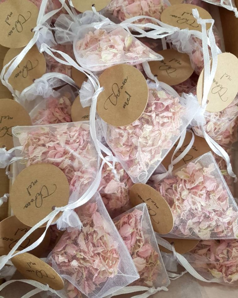 25 x Pink Natural Petal Wedding Confetti Bags Organza Bags Etsy