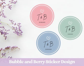 Eco Friendly Wedding Stickers - Wedding Favour sticker - Sage, Blush, Taupe, Pink, Matte Gold Paper sticker