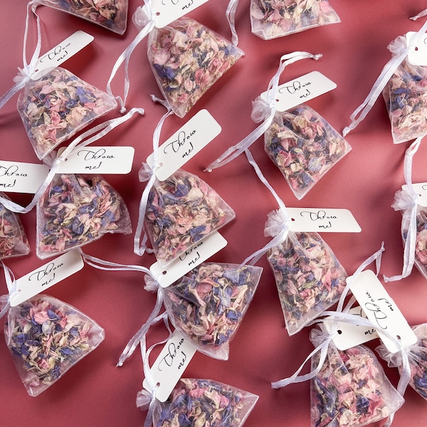 Biodegradable Flower Petal Confetti in Organza Bags, Natural Wedding Favours