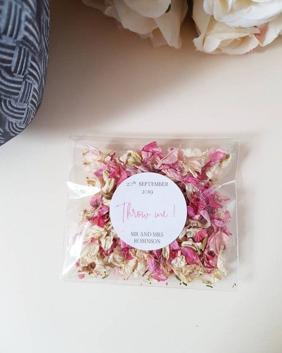 Personalised Wedding Confetti Throwing Bag Natural Petal Etsy