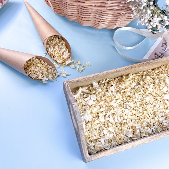 Ivory & White Dried Jasmine Petal Confetti: Eco-Friendly Wedding Send Off