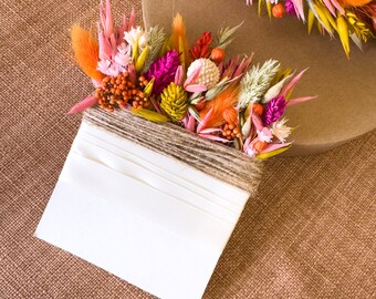 Pink Sunrise Dried Flower Pocket Boutonniere: Groom Wedding Accessory