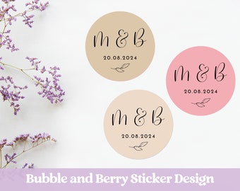 Eco Friendly Wedding Stickers - Wedding Favour sticker - Sage, Blush, Taupe, Pink, Matte Gold Paper sticker - Botanical Design