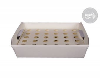 Confetti Cone Tray - Ivory + 30 Ivory/Brown / White Laser cutted confetti cones - flower-heart designed