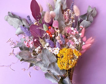 Meadow Dried Flower Bouquet, Colourful Flower Bouquet for Home Decor, Boho Housewarming Gift, Dried Flower Arrangement for Spring