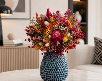 Ramo de flores secas de la cosecha de otoño – Flores para decoración otoñal – Decoración rústica y colorida para el hogar
