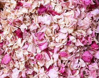 Roze Ombre Dream gedroogde bloemblaadjesmix, 100% natuurlijke en biologisch afbreekbare bloemblaadjesconfetti voor bruiloften, roze romantische bruiloftsconfetti
