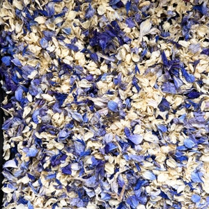 1 Litre Biodegradable  Blue and Jasmine Flower Petal mix, Jasmine - Romantic, Classic, Nautical, Traditional  Wedding - Biodegradable