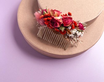 Autumn themed Floral Hair Comb for Brides, Bridesmaids & Flower Girls, Boho Wedding Hair Accessories, Orange Bridal Headpiece -