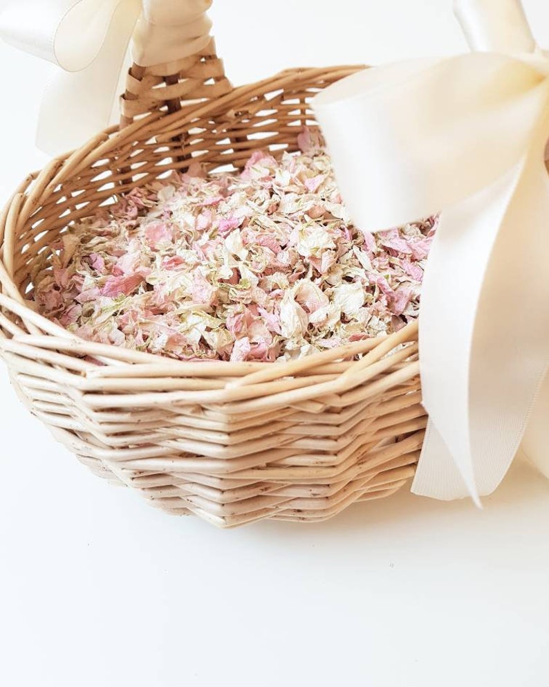 Flower girl basket with natural petal flower girl Etsy