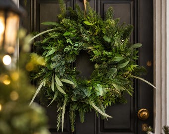 Fresh Foliage Wreath Kit – Christmas Door Decoration (Preorder)