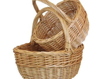 Cesta de mimbre ovalada color beige