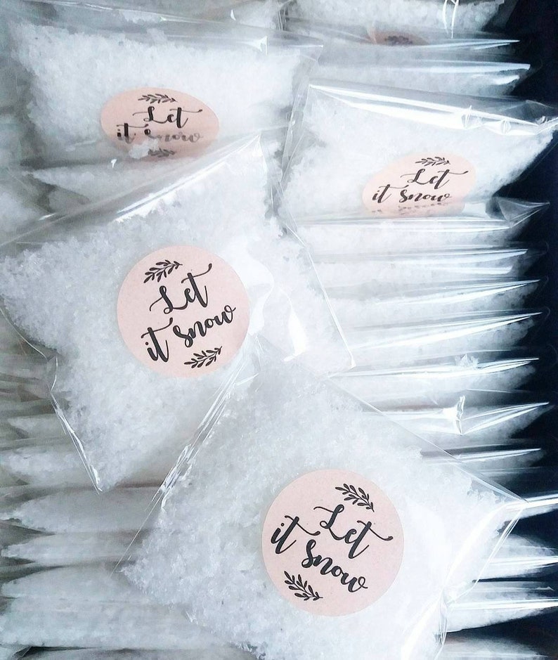 Let it Snow Snow confetti packets. Wedding confetti, Prefill confetti packets for winter wedding.