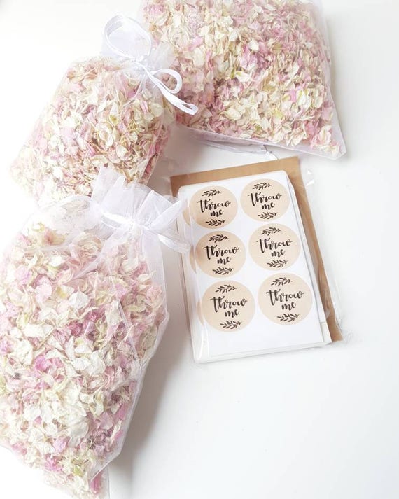 Stickers Pink Rose Petal and Ivory Biodegradable CONFETTI PACK Glassine Bags 