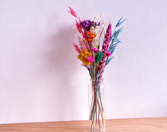 Tiny The Happy Dried Flower Bouquet - Colourful Rainbow Decor for Home, Boho Housewarming Gift, LQBTQ+ Pride, Wedding