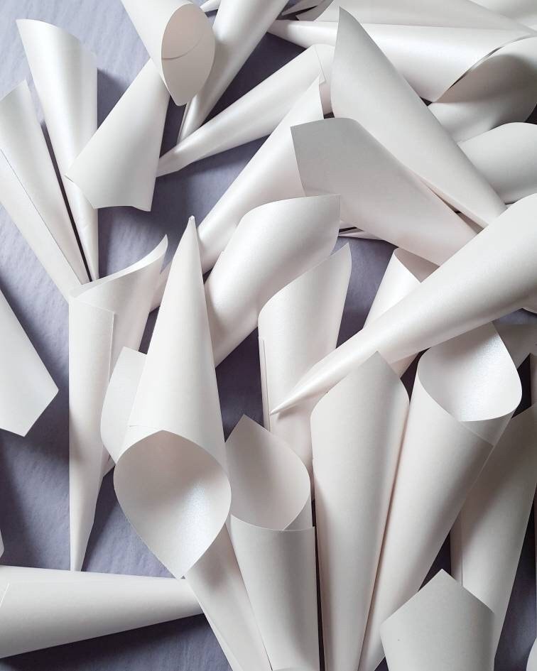 Off White Rolled wedding Confetti cones