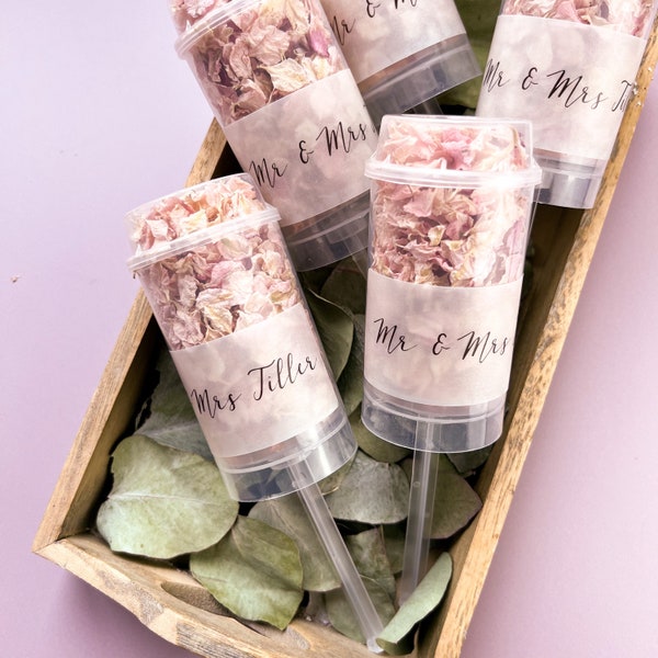 10 x Biodegradable Personalised Push pop confetti Wands / Biodegradable Dried petal confetti, Natural petal confetti