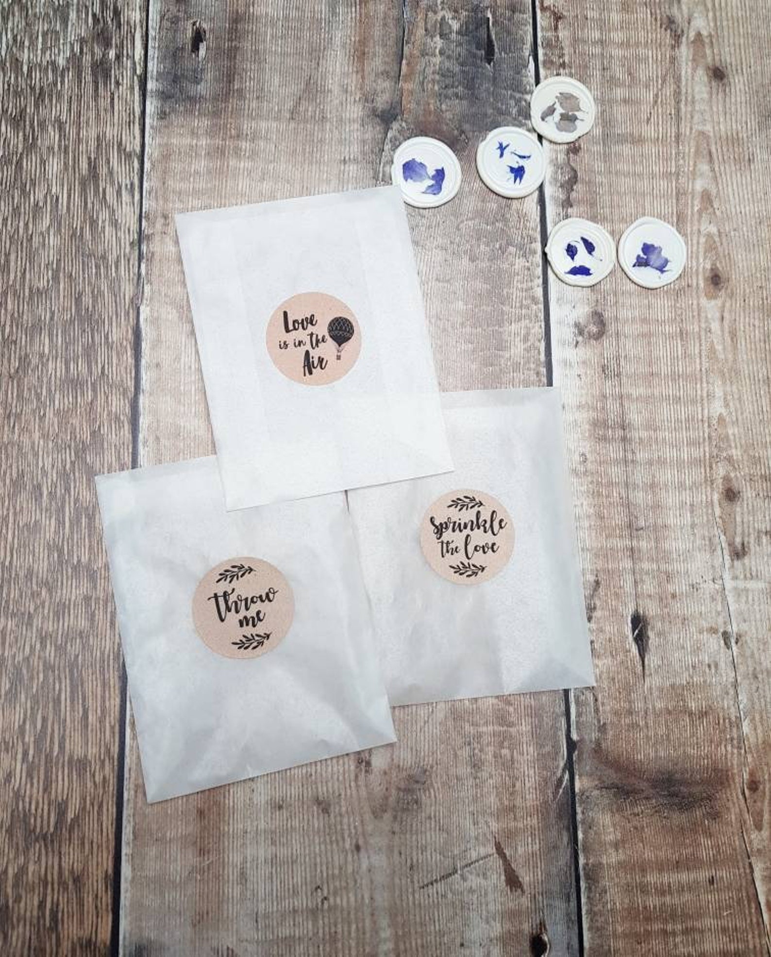 Wedding confetti glassine bag and stickers for Wedding Etsy