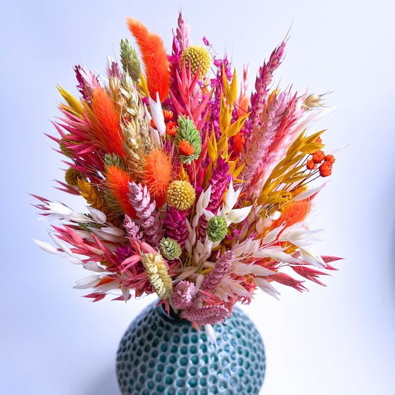 Pink Sunrise Dried Flower Bouquet: Boho Summer Home Decor