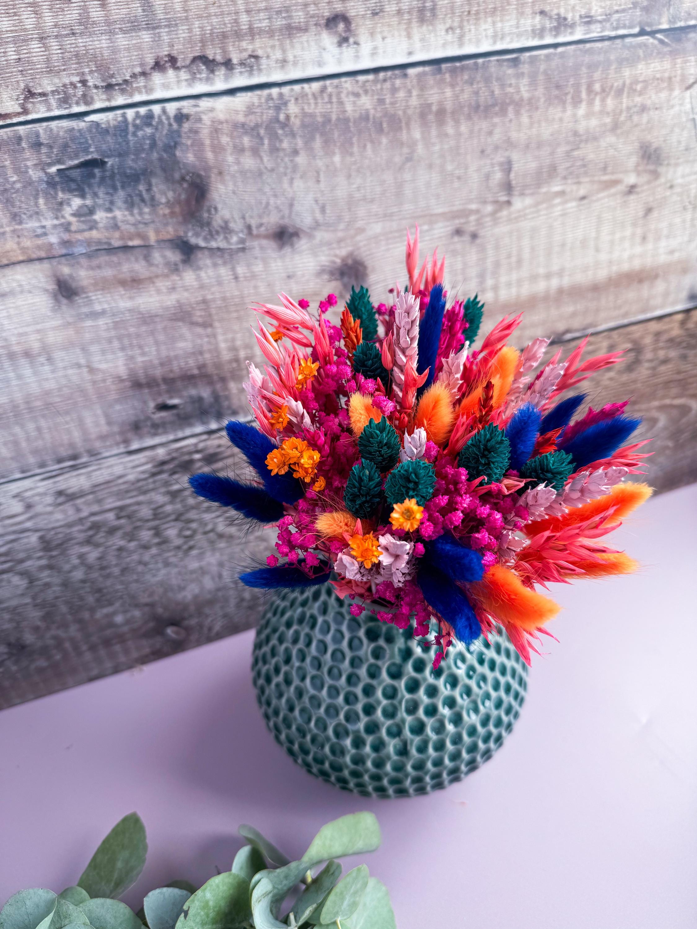 Teal Pink Dried Flower Bouquet