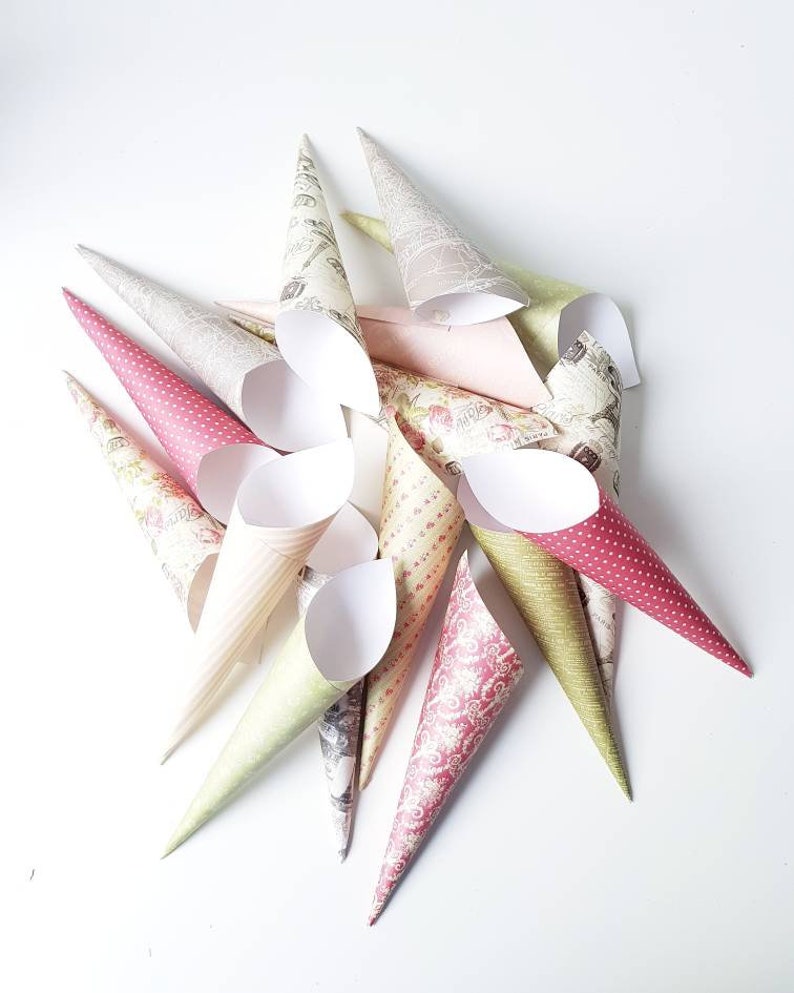 wedding confetti cones Slim size Paris French themed confetti cones chic wedding paper cones flower petal holder