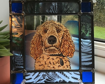 Custom Dog or Cat Pet Portrait in Stained Glass, Permanent and Fadeproof