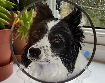 Custom Stained Glass Dog or Cat Pet Portrait, Fired in a Kiln so Permanent and Fade Proof