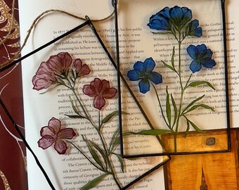 Flowers in glass, Birth Month Flower, Window Decoration  Individually Hand Painted Delphiniums, Kiln Fired Stained Glass