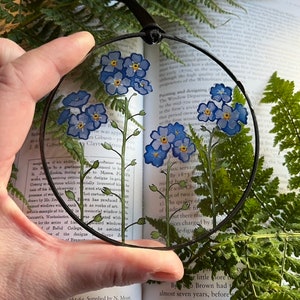 Forget Me Not Pressed Flowers Glass Decoration, Individually Hand ...