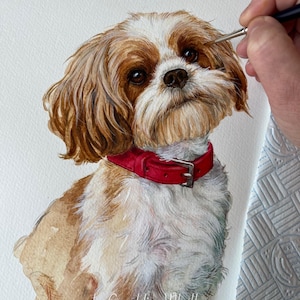 Custom Pet Portrait, Hand-Painted Watercolor Dog or Cat Art