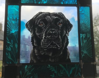 Dog Portrait in Stained Glass - Existing Design, Labrador or Whippet / Greyhound