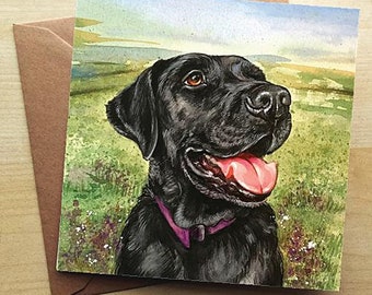 Black Labrador Card Watercolour Labrador